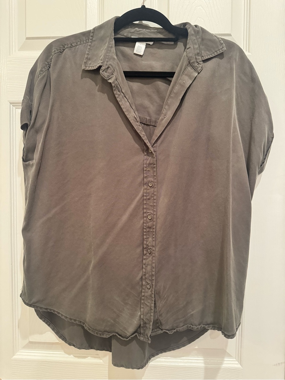 Daily Ritual Olive Button-Front Short Sleeve Shirt